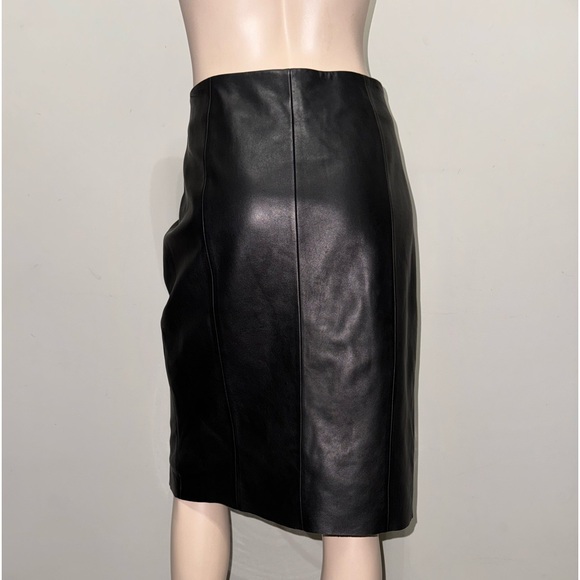 Antonio Melani Black Leather Pencil Skirt M - Picture 5 of 14